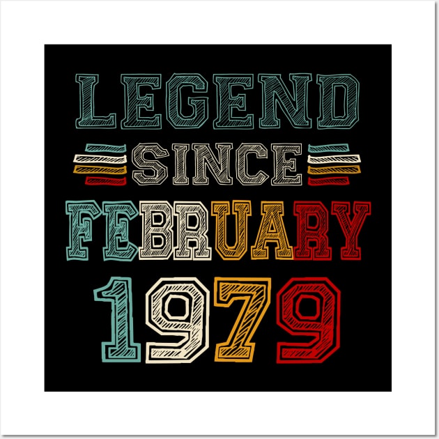 44 Years Old Legend Since February 1979 44th Birthday Wall Art by Mhoon 